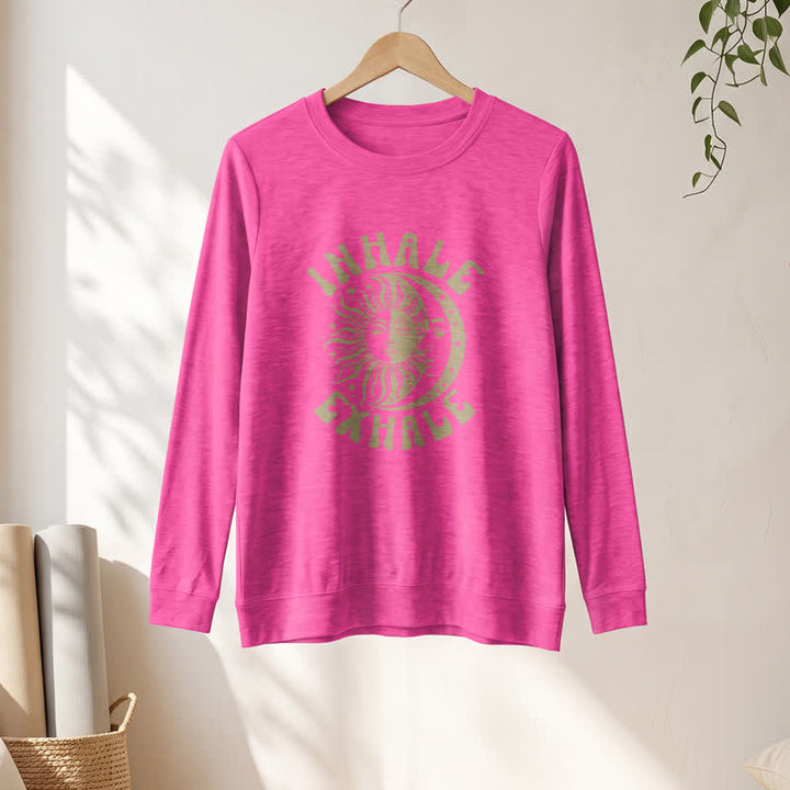 T-shirt à manches longues pour femme Olivenorma en mélange de coton doux, imprimé soleil et lune. - image 19