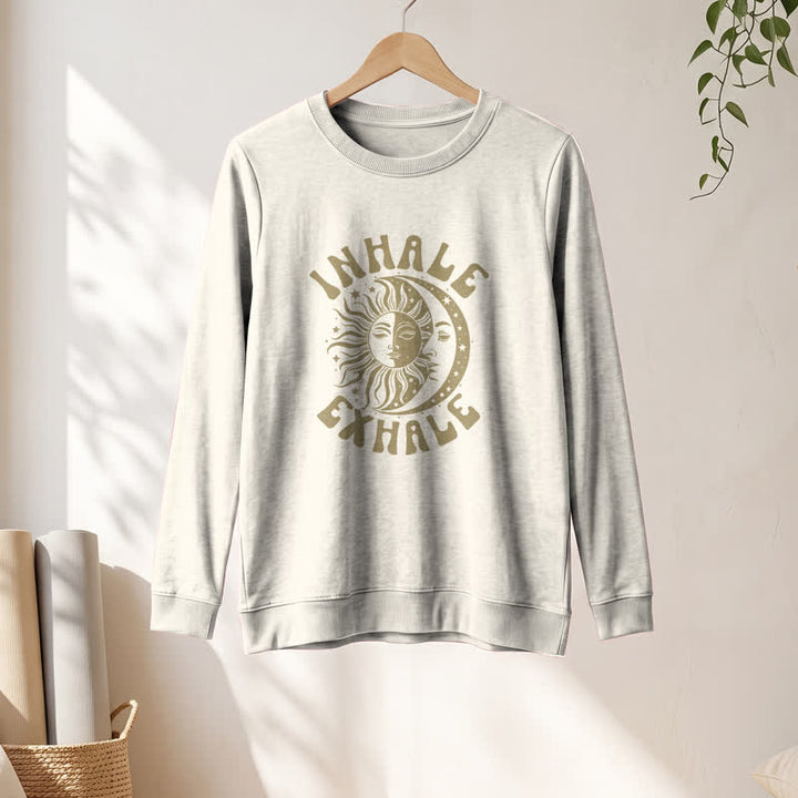 T-shirt à manches longues pour femme Olivenorma en mélange de coton doux, imprimé soleil et lune. - image 13