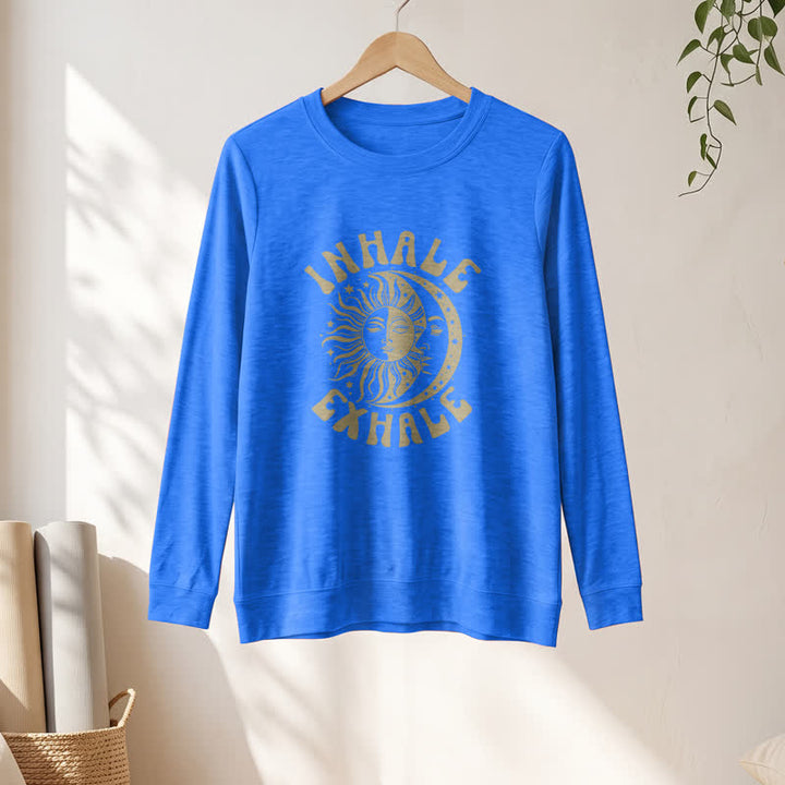 T-shirt à manches longues pour femme Olivenorma en mélange de coton doux, imprimé soleil et lune. - image 16
