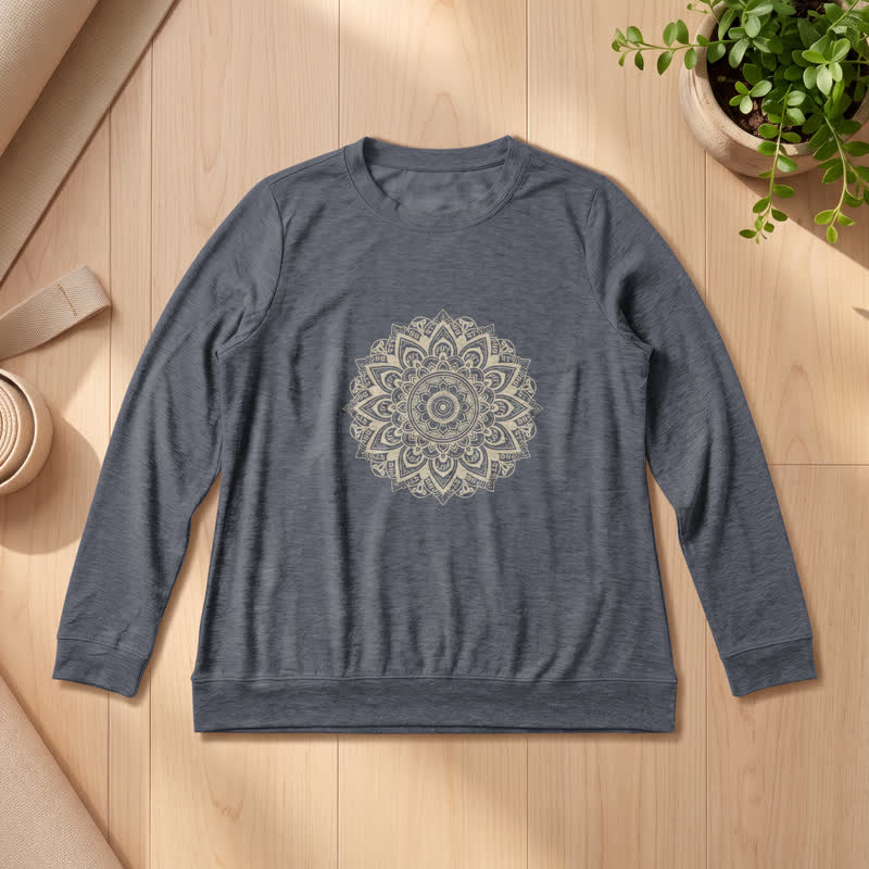 Chemise à manches longues pour femme Olivenorma en mélange de coton doux imprimé mandala - Gris chiné - 2XL - image 15