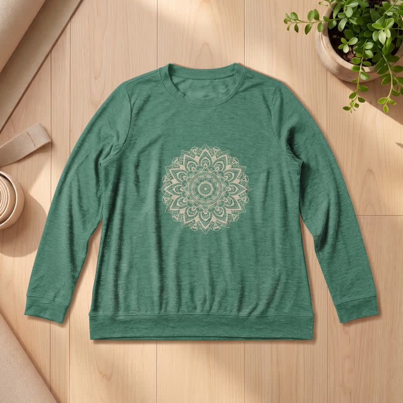 Chemise à manches longues pour femme Olivenorma en mélange de coton doux imprimé mandala - Vert vintage - 2XL - image 24