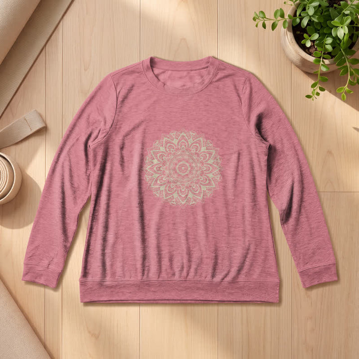 Chemise à manches longues pour femme Olivenorma en mélange de coton doux imprimé mandala - Or rose - 2XL - image 9