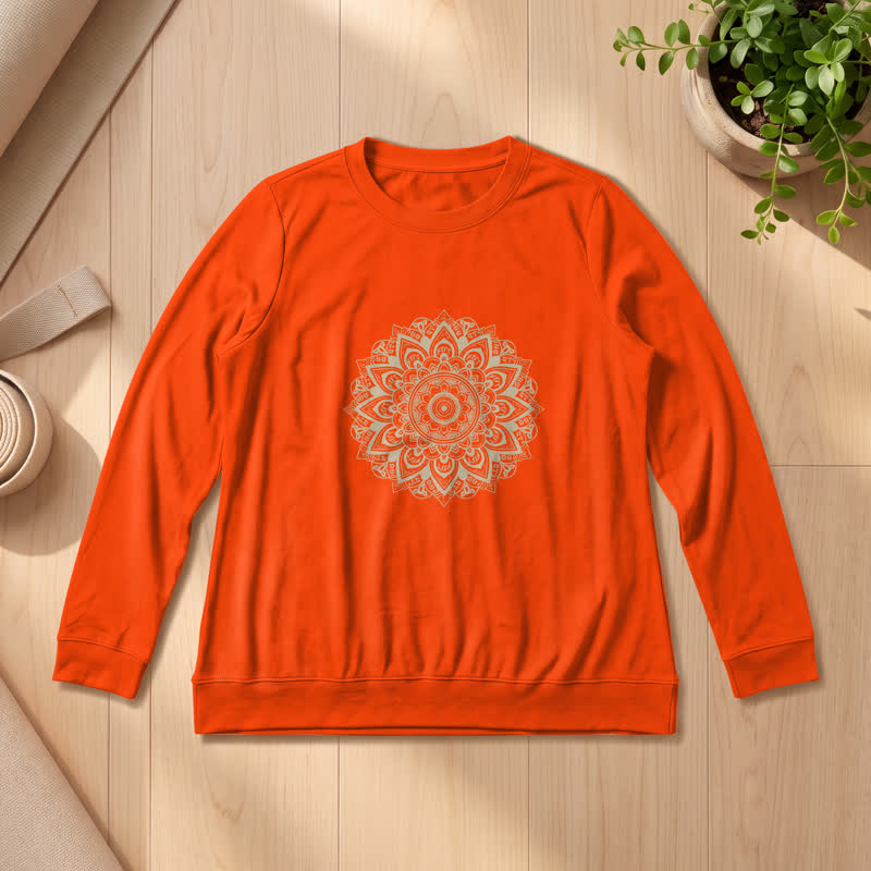 Chemise à manches longues pour femme Olivenorma en mélange de coton doux imprimé mandala - Orange - 2XL - image 30