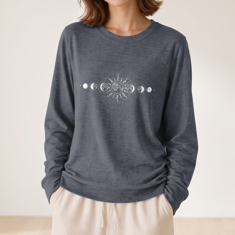 Chemise à manches longues pour femme Olivenorma en mélange de coton doux imprimé phases du soleil et de la lune - image 17