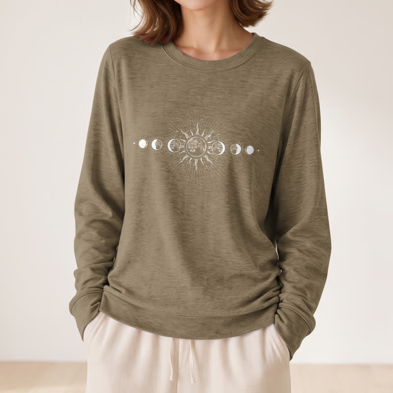Chemise à manches longues pour femme Olivenorma en mélange de coton doux imprimé phases du soleil et de la lune - image 26