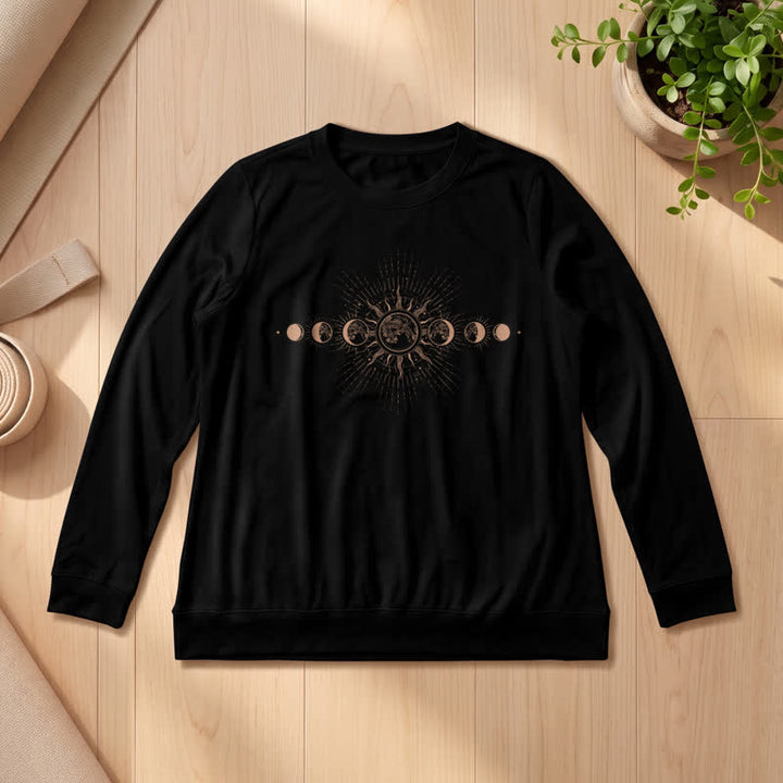 Chemise à manches longues pour femme Olivenorma en mélange de coton doux imprimé phases du soleil et de la lune - Noir - 2XL - image 6