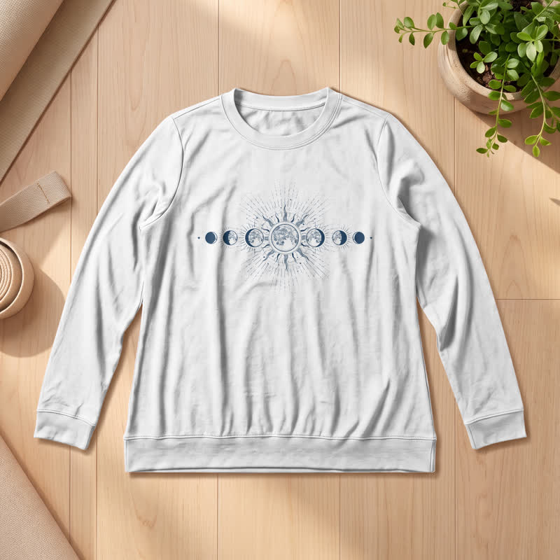 Chemise à manches longues pour femme Olivenorma en mélange de coton doux imprimé phases du soleil et de la lune - Blanc - 2XL - image 3