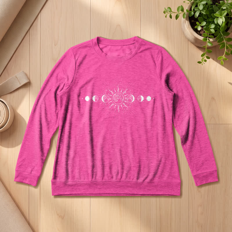 Chemise à manches longues pour femme Olivenorma en mélange de coton doux imprimé phases du soleil et de la lune - Rose - 2XL - image 21