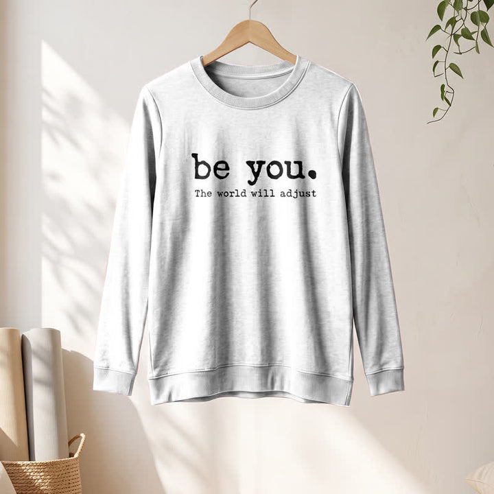 T-shirt à manches longues pour femme Olivenorma en mélange de coton doux avec imprimé inspirant « Sois toi-même » - image 4