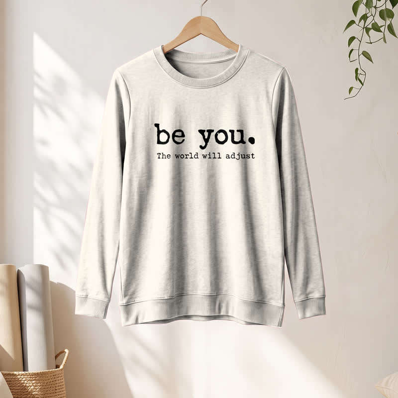 T-shirt à manches longues pour femme Olivenorma en mélange de coton doux avec imprimé inspirant « Sois toi-même » - image 13