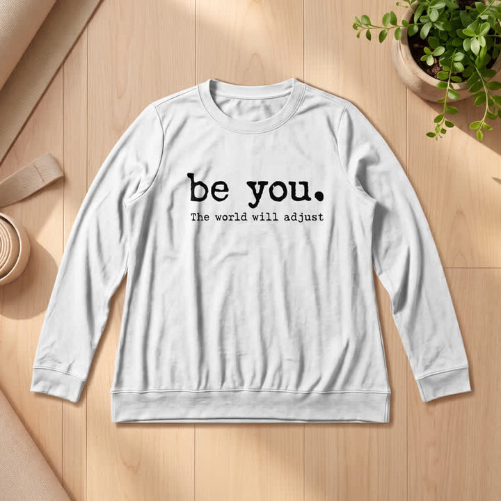 T-shirt à manches longues pour femme Olivenorma en mélange de coton doux avec imprimé inspirant « Sois toi-même » - Blanc - 2XL - image 3