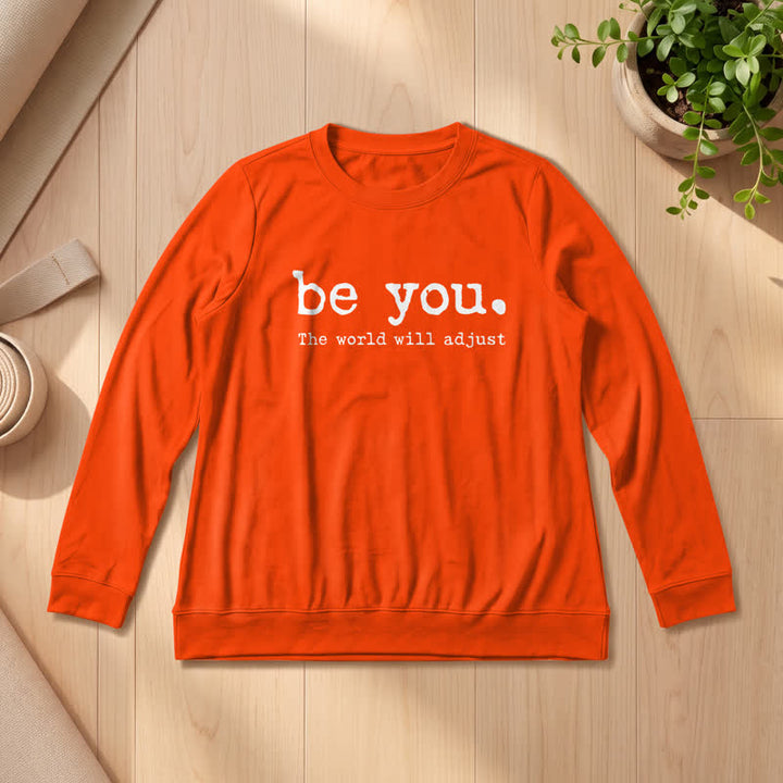 T-shirt à manches longues pour femme Olivenorma en mélange de coton doux avec imprimé inspirant « Sois toi-même » - Orange - 2XL - image 27