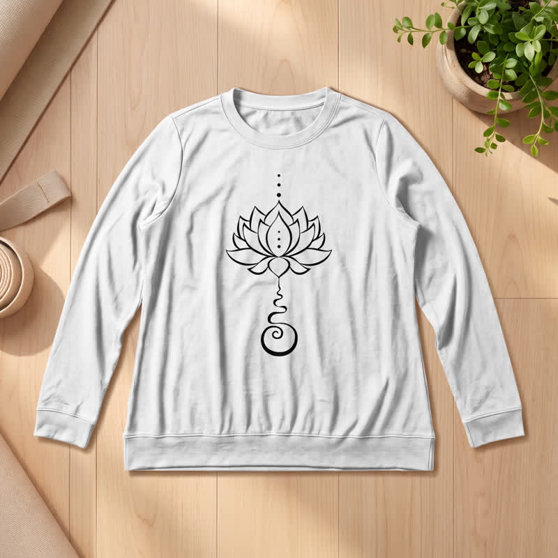 Chemise à manches longues pour femme Olivenorma en mélange de coton doux Unalome imprimé lotus - Blanc - 2XL - image 3
