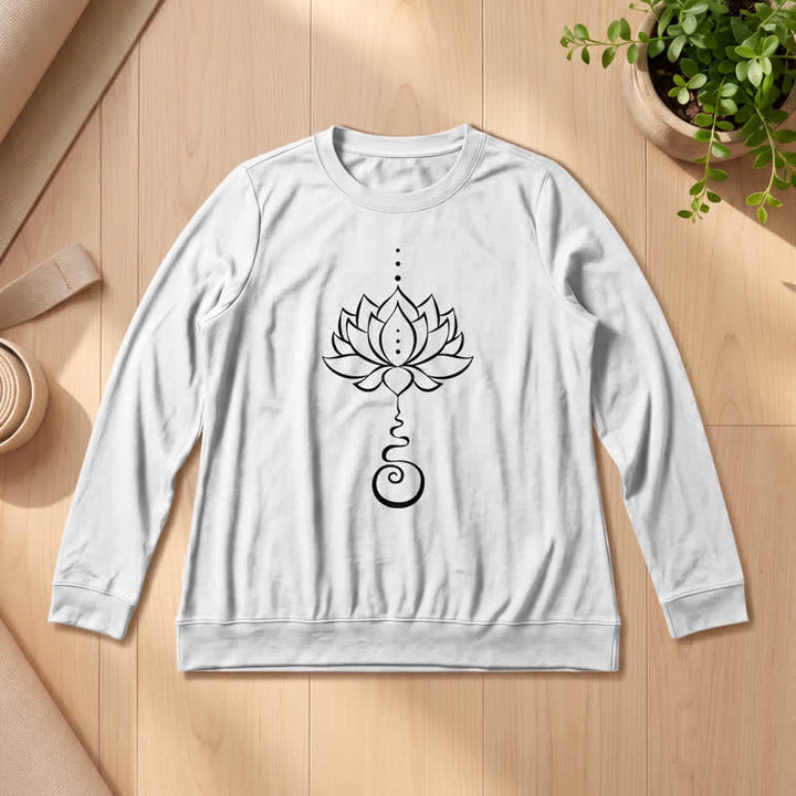 Chemise à manches longues pour femme Olivenorma en mélange de coton doux Unalome imprimé lotus - Blanc - 2XL - image 3