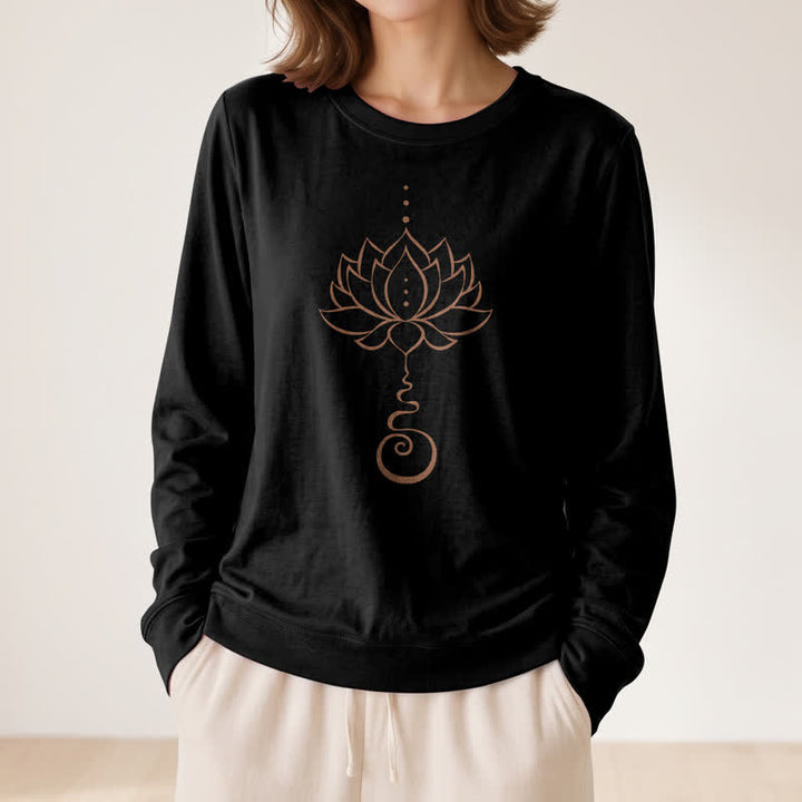 Chemise à manches longues pour femme Olivenorma en mélange de coton doux Unalome imprimé lotus - image 2