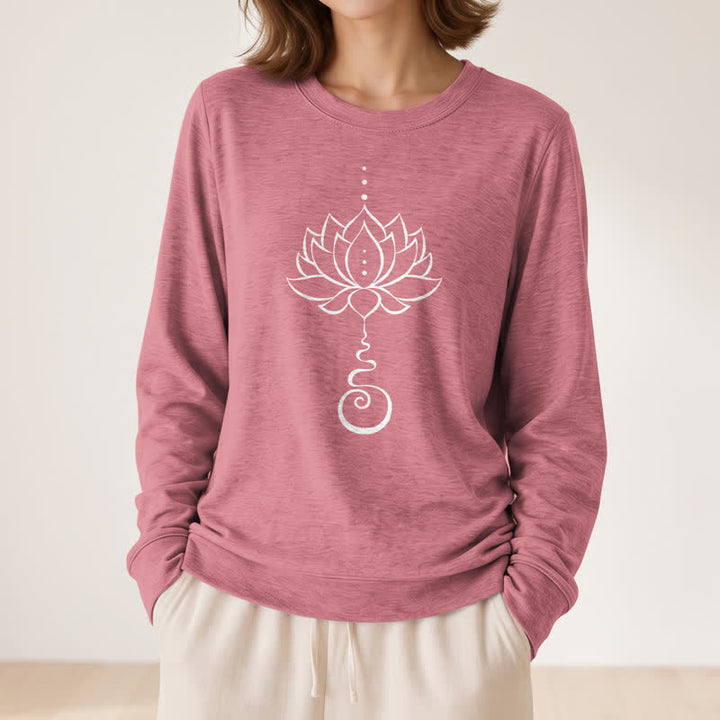 Chemise à manches longues pour femme Olivenorma en mélange de coton doux Unalome imprimé lotus - image 8