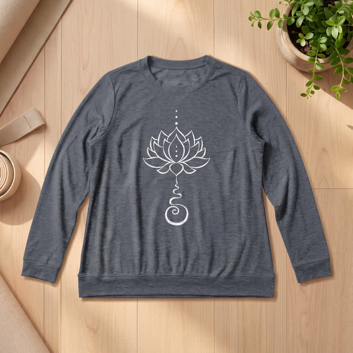 Chemise à manches longues pour femme Olivenorma en mélange de coton doux Unalome imprimé lotus - Gris chiné - 2XL - image 12