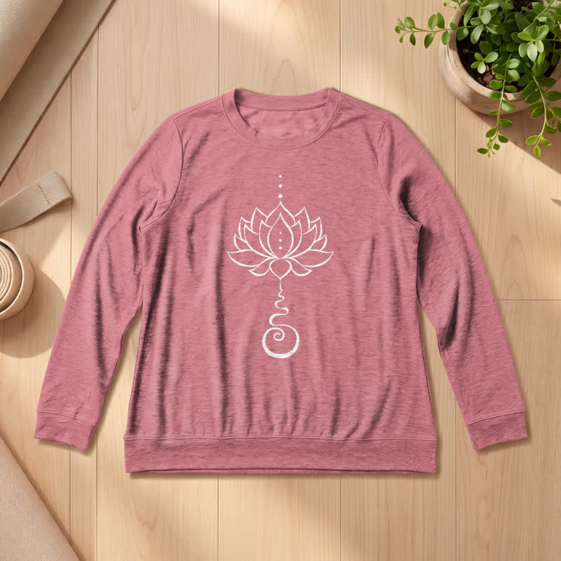 Chemise à manches longues pour femme Olivenorma en mélange de coton doux Unalome imprimé lotus - Or rose - 2XL - image 6