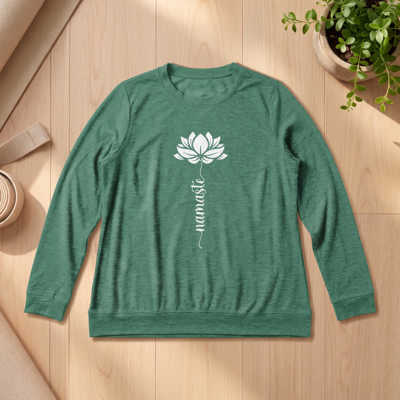 Chemise à manches longues pour femme Olivenorma en mélange de coton doux et imprimé lotus Namaste - Vert vintage - 2XL - image 21