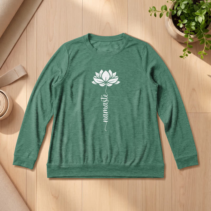 Chemise à manches longues pour femme Olivenorma en mélange de coton doux et imprimé lotus Namaste - Vert vintage - 2XL - image 21