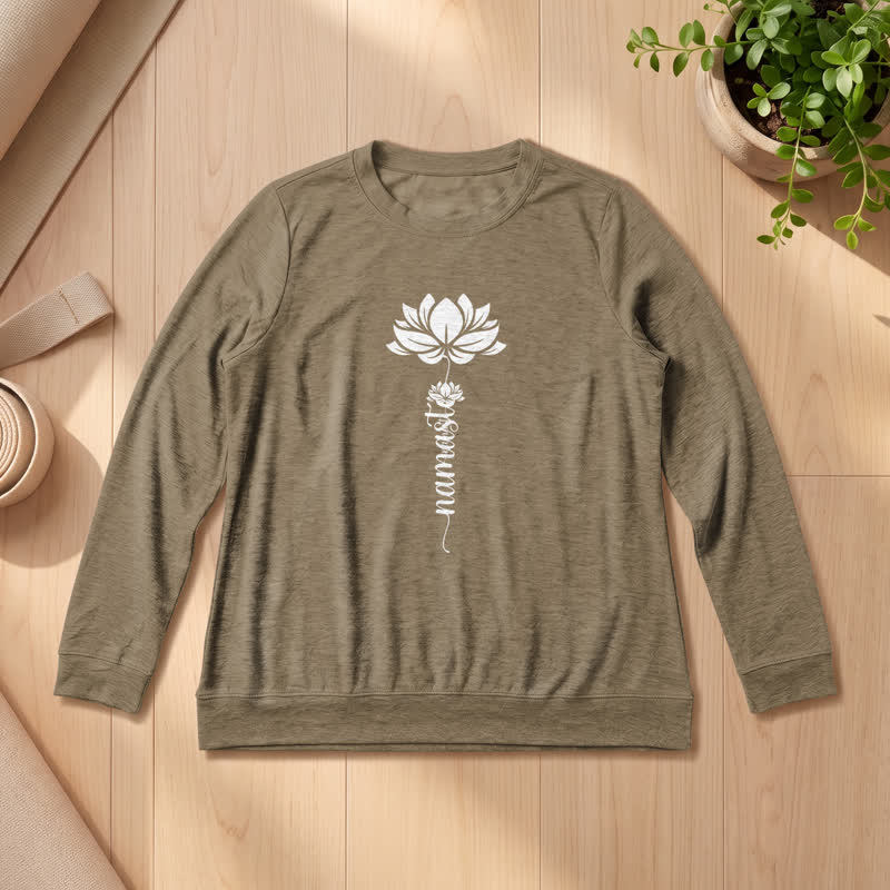 Chemise à manches longues pour femme Olivenorma en mélange de coton doux et imprimé lotus Namaste - Café - 2XL - image 24