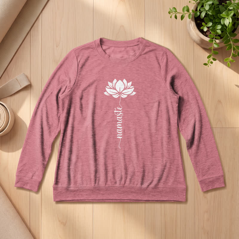 Chemise à manches longues pour femme Olivenorma en mélange de coton doux et imprimé lotus Namaste - Or rose - 2XL - image 0