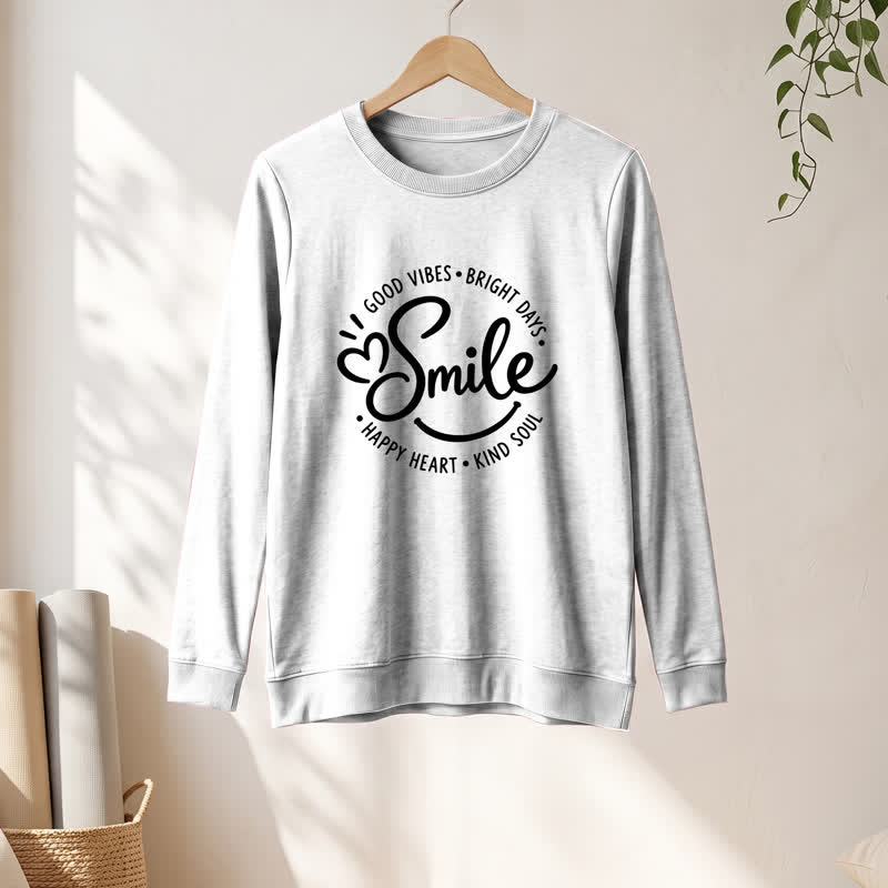 Chemise à manches longues pour femme Olivenorma en mélange de coton doux avec imprimé citation souriante - image 4