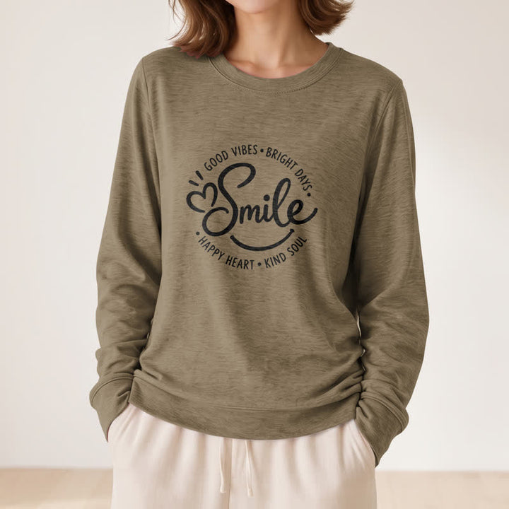 Chemise à manches longues pour femme Olivenorma en mélange de coton doux avec imprimé citation souriante - Café - 2XL - image 24