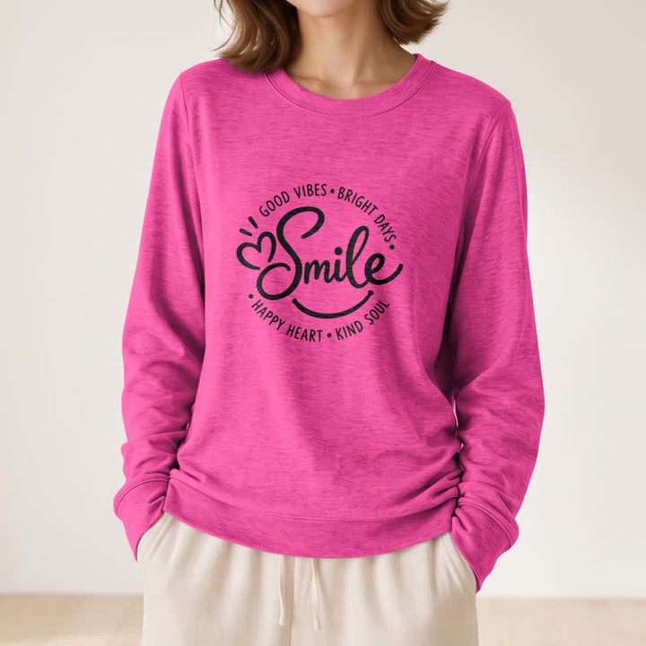 Chemise à manches longues pour femme Olivenorma en mélange de coton doux avec imprimé citation souriante - Rose - 2XL - image 18