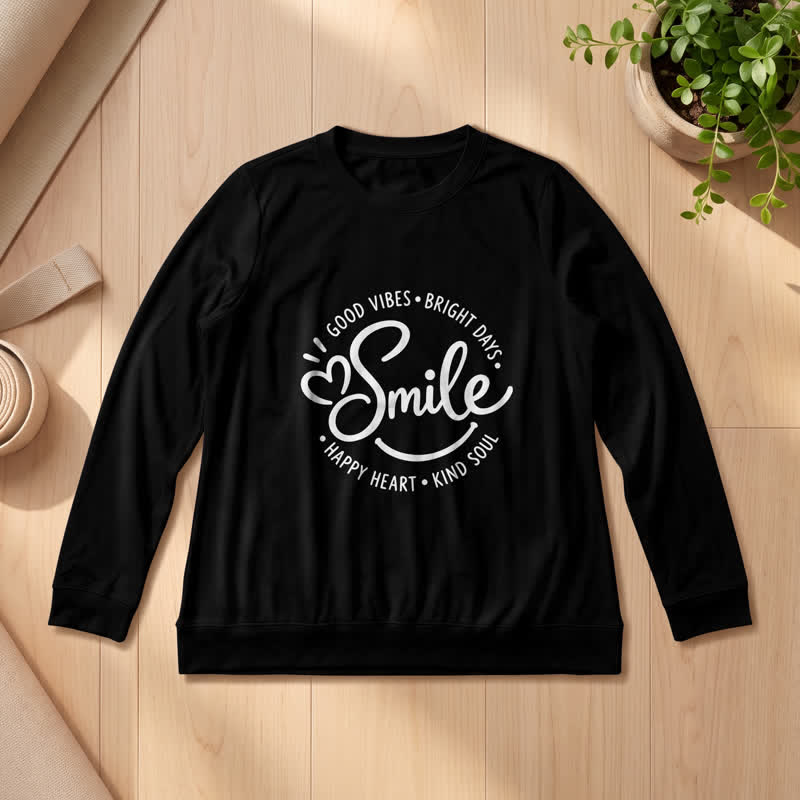 Chemise à manches longues pour femme Olivenorma en mélange de coton doux avec imprimé citation souriante - image 8