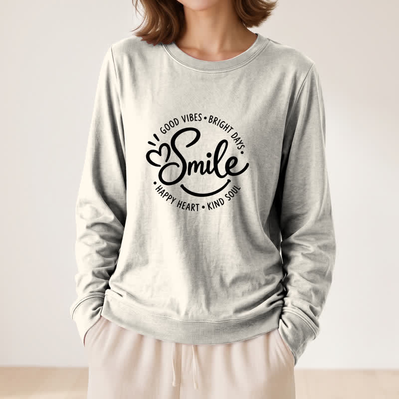 Chemise à manches longues pour femme Olivenorma en mélange de coton doux avec imprimé citation souriante - Couleur sable - 2XL - image 12