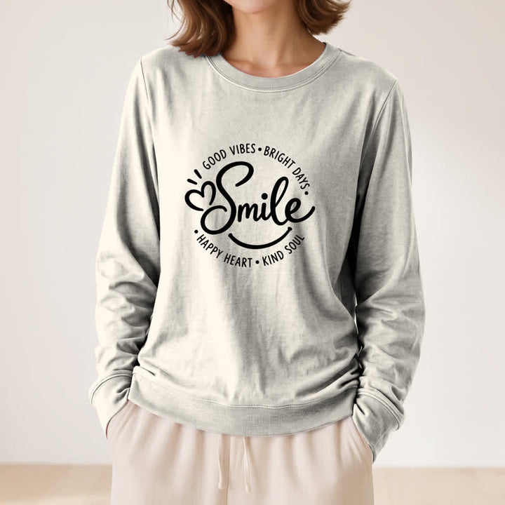 Chemise à manches longues pour femme Olivenorma en mélange de coton doux avec imprimé citation souriante - Couleur sable - 2XL - image 12
