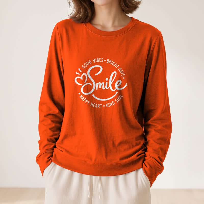 Chemise à manches longues pour femme Olivenorma en mélange de coton doux avec imprimé citation souriante - Orange - 2XL - image 27