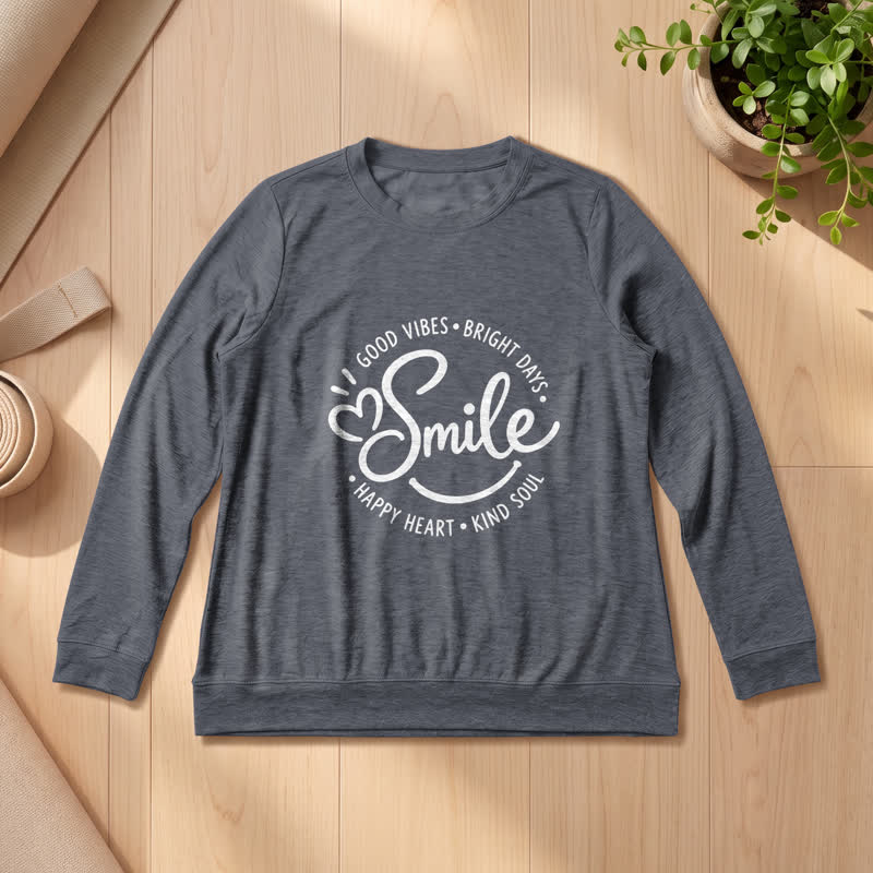 Chemise à manches longues pour femme Olivenorma en mélange de coton doux avec imprimé citation souriante - image 2