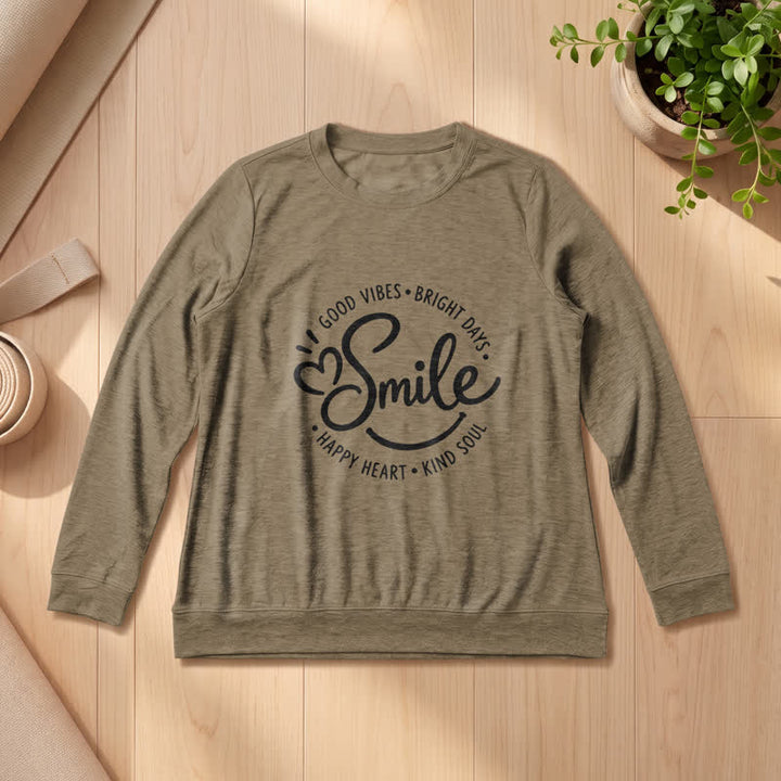 Chemise à manches longues pour femme Olivenorma en mélange de coton doux avec imprimé citation souriante - image 26