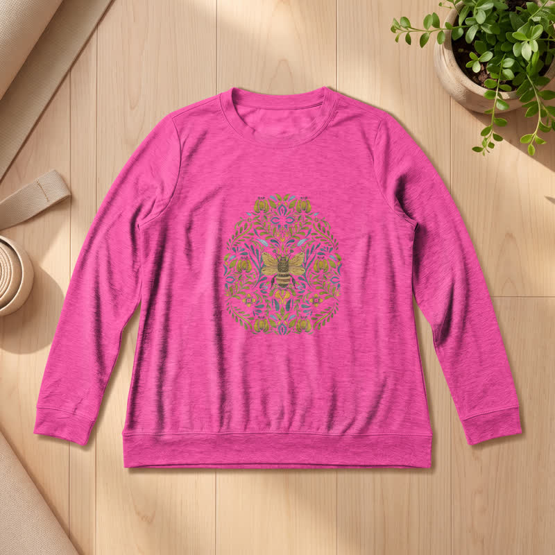 Chemise à manches longues pour femme Olivenorma en mélange de coton doux à imprimé floral et abeilles - Rose - 2XL - image 18