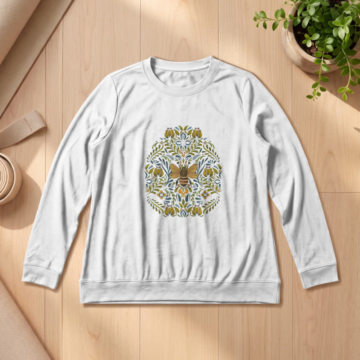 Chemise à manches longues pour femme Olivenorma en mélange de coton doux à imprimé floral et abeilles - Blanc - 2XL - image 0
