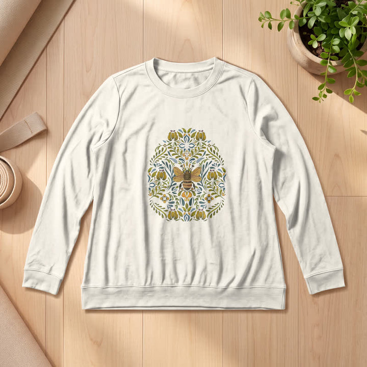Chemise à manches longues pour femme Olivenorma en mélange de coton doux à imprimé floral et abeilles - Couleur sable - 2XL - image 9