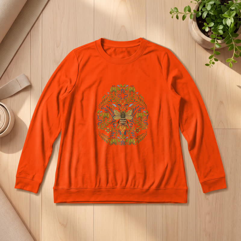 Chemise à manches longues pour femme Olivenorma en mélange de coton doux à imprimé floral et abeilles - Orange - 2XL - image 27