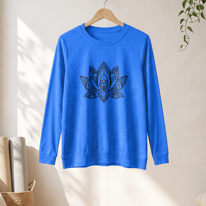 Chemise à manches longues pour femme Olivenorma en mélange de coton doux imprimé mandala et lotus - image 1