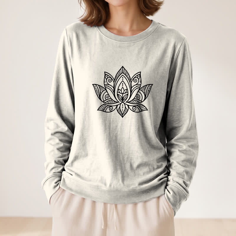 Chemise à manches longues pour femme Olivenorma en mélange de coton doux imprimé mandala et lotus - image 14
