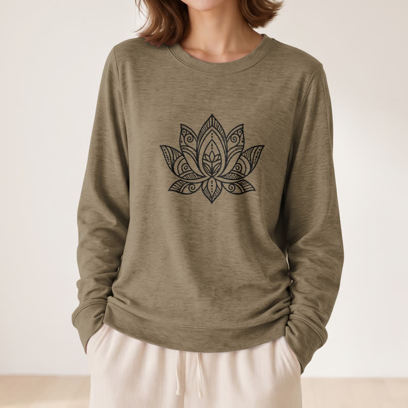 Chemise à manches longues pour femme Olivenorma en mélange de coton doux imprimé mandala et lotus - image 26