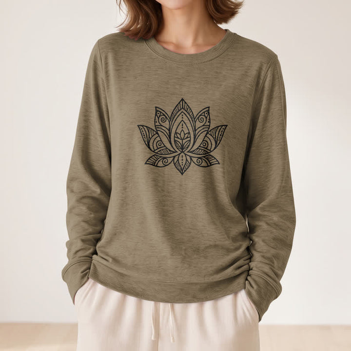 Chemise à manches longues pour femme Olivenorma en mélange de coton doux imprimé mandala et lotus - image 26