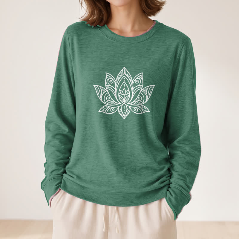 Chemise à manches longues pour femme Olivenorma en mélange de coton doux imprimé mandala et lotus - image 23