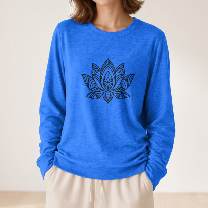 Chemise à manches longues pour femme Olivenorma en mélange de coton doux imprimé mandala et lotus - image 2