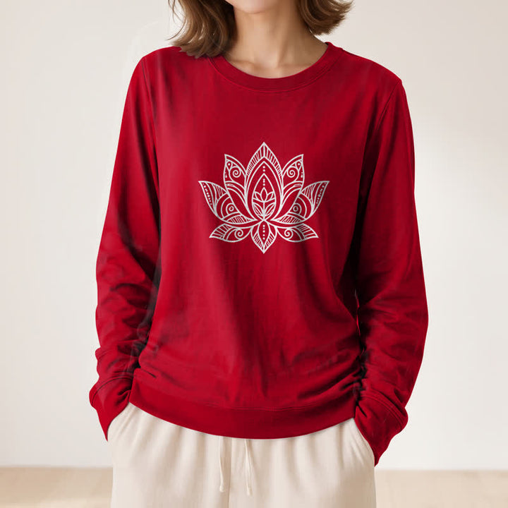 Chemise à manches longues pour femme Olivenorma en mélange de coton doux imprimé mandala et lotus - image 32