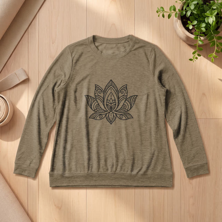 Chemise à manches longues pour femme Olivenorma en mélange de coton doux imprimé mandala et lotus - Café - 2XL - image 24