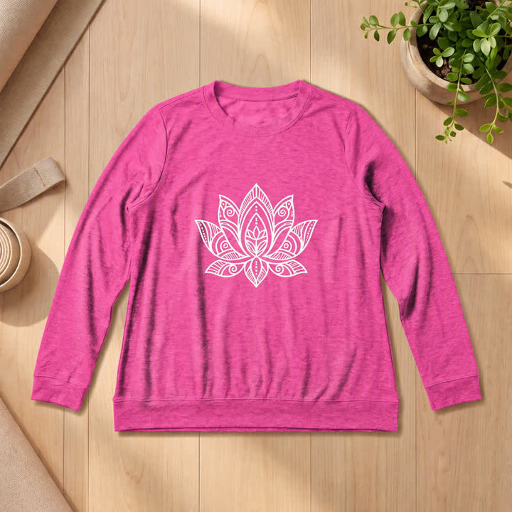 Chemise à manches longues pour femme Olivenorma en mélange de coton doux imprimé mandala et lotus - Rose - 2XL - image 18