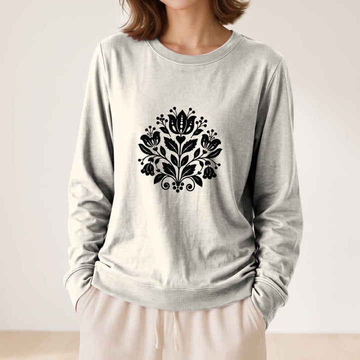 Chemise à manches longues pour femme Olivenorma en mélange de coton doux à imprimé floral folk - image 11