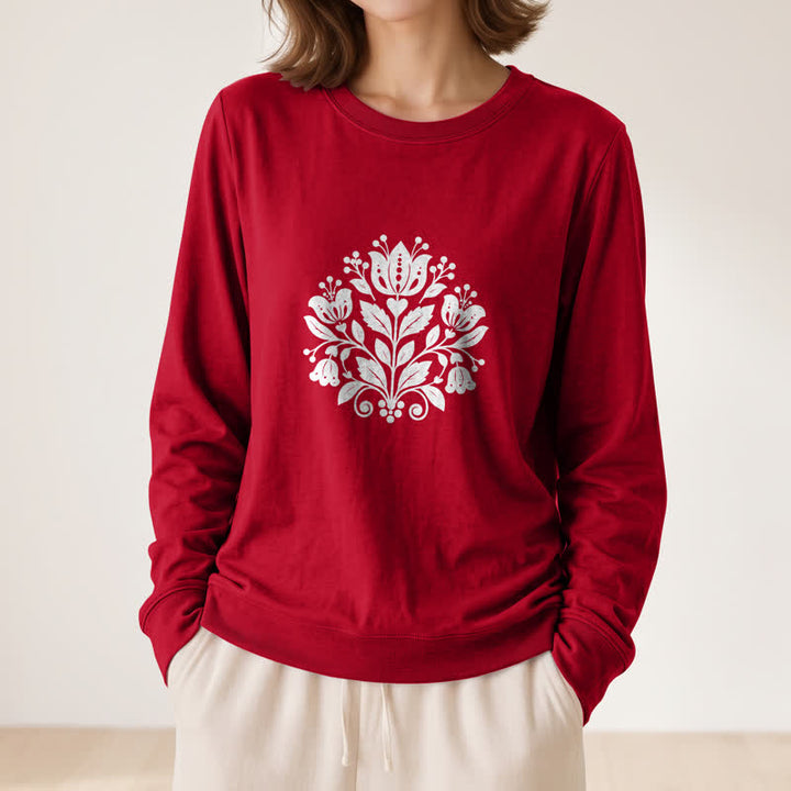 Chemise à manches longues pour femme Olivenorma en mélange de coton doux à imprimé floral folk - image 32